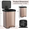 13-Gallon Copper Gold Stainless Steel Step Trash Can with Soft Close Lid