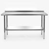 Stainless Steel 60 x 24 inch Heavy Duty NSF Certified  Work Bench Prep Table with Backsplash