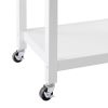 White Stainless Steel Top Kitchen Cart with Drawer and Storage Shelves