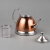 1 Quart Stainless Steel Teapot Kettle in Copper Finish with Tea Infuser