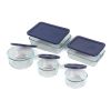 10-Piece Glass Bakeware Food Storage Set with Blue Plastic Lids Dishwasher Safe