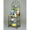 Black Steel Bakers Rack with Utility Hooks and Storage Shelving