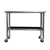 2ft x 4ft Stainless Steel Top Kitchen Prep Table with Locking Casters Wheels