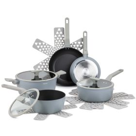 Thyme & Table Nonstick Eden Cookware, 12-Piece Set, Cool Grey