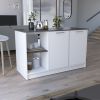 Juniper Kitchen Island with Large Top Surface, Double Door Cabinet, and Open Shelves