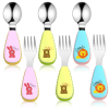 AOWOO Toddler Fork and Spoon Set, 6 Packs Stainless Steel Baby Utensils Cutlery Set