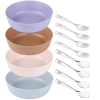 Bamboo Bowls and Stainless Steel Silverware Set ‚Äì (12-Piece) 4 Kids Bowls