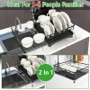 Retractable Dish Drying Rack Extra Large Dish Rack with Drainboard Utensil Holder for Countertop Over Sink Rustproof Expandable