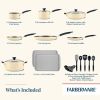 Farberware Easy Clean 22 Piece Nonstick Cookware Set, Almond