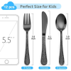 Vesteel 9-Piece Kids Hammered Silverware Set, Stainless Steel Preschooler Eating Flatware Utensils - Black