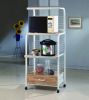 1pc White Kitchen Cart Open Shelves Metal Frame