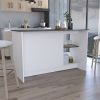 Juniper Kitchen Island with Large Top Surface, Double Door Cabinet, and Open Shelves