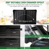 2 Tier Dish Rack for Kitchen Counter,Dish Drying Rack with 360¬∞Drainage,Dish Drainboard Set with Cutlery Holder and 4 Cup Holder