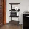 1pc Black Brown Kitchen Cart Open Shelves Metal Frame