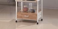 1pc White Kitchen Cart Open Shelves Metal Frame