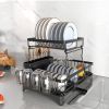 2 Tier Dish Rack for Kitchen Counter,Dish Drying Rack with 360¬∞Drainage,Dish Drainboard Set with Cutlery Holder and 4 Cup Holder