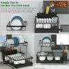 2 Tier Dish Rack for Kitchen Counter,Dish Drying Rack with 360¬∞Drainage,Dish Drainboard Set with Cutlery Holder and 4 Cup Holder