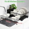 Retractable Dish Drying Rack Extra Large Dish Rack with Drainboard Utensil Holder for Countertop Over Sink Rustproof Expandable