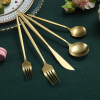 ReaNea Gold Silverware Set 40 Pieces, Stainless Steel Flatware Set, Titanium Gold Plating Cutlery Set Utensil Sets Service for 8