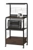 1pc Black Brown Kitchen Cart Open Shelves Metal Frame